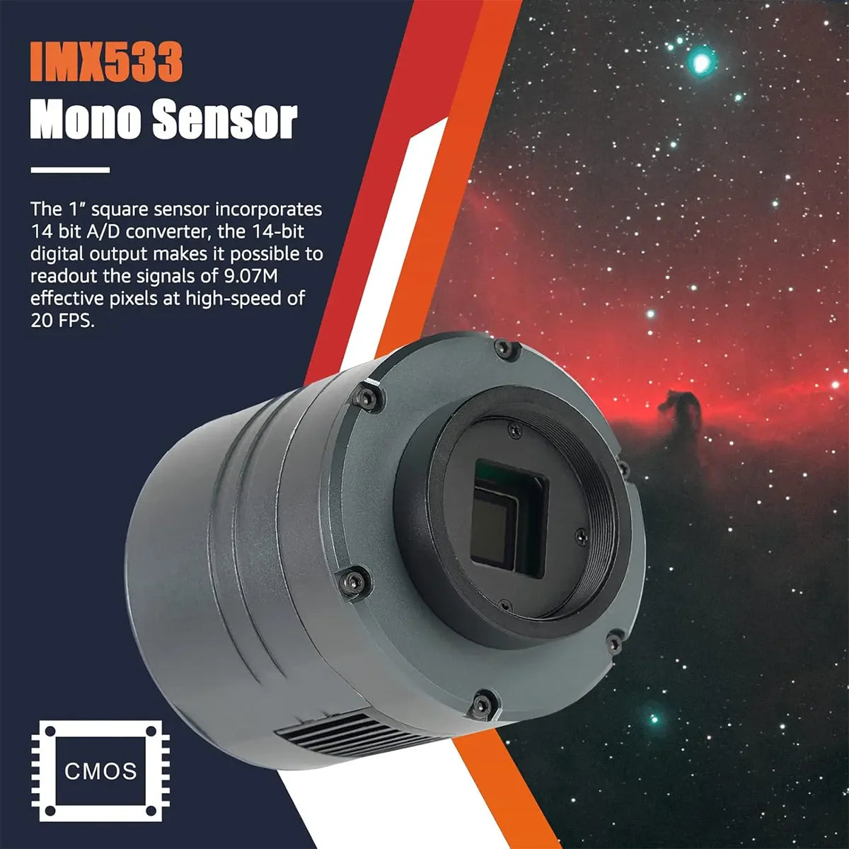 IMX533 Mono Sensor with space-themed background