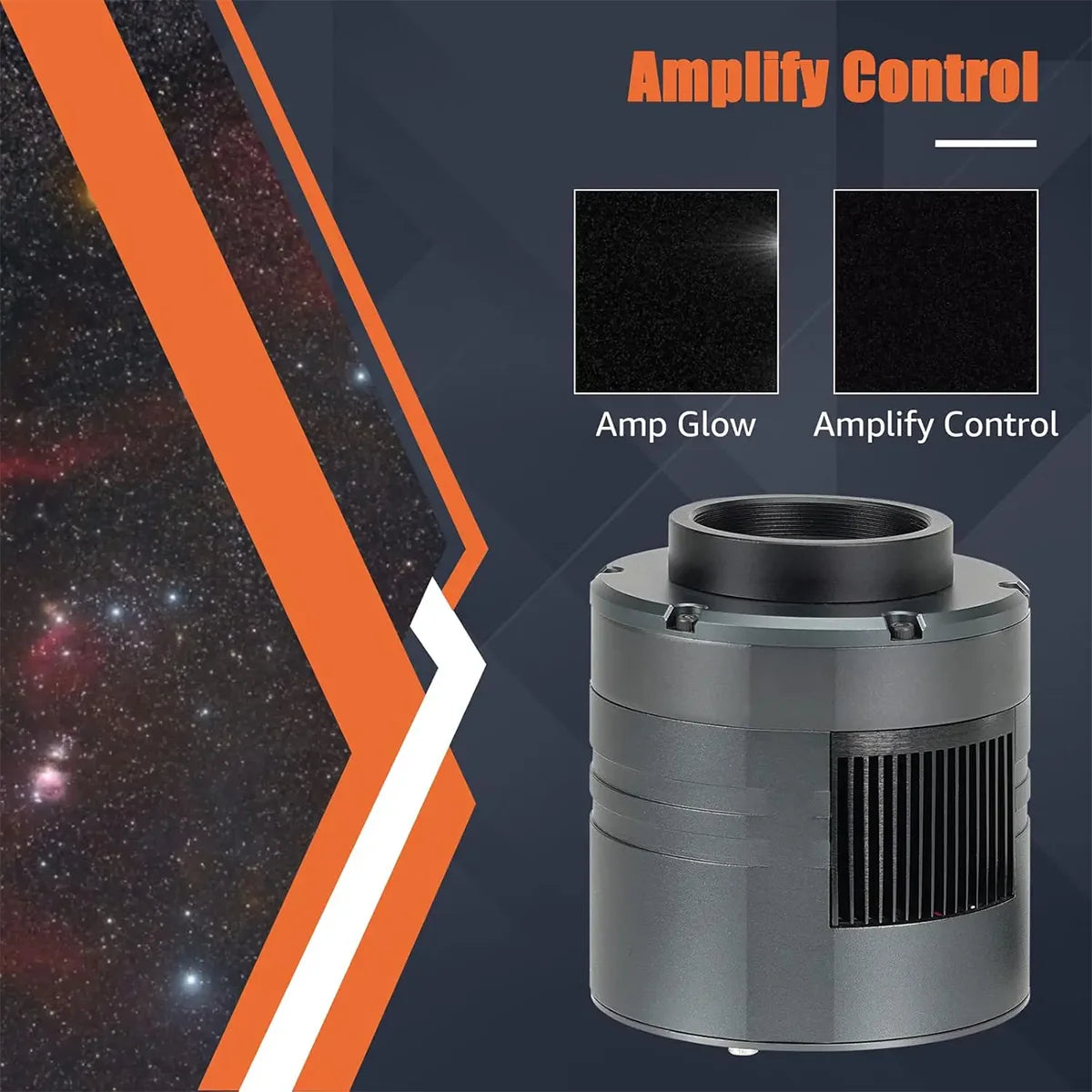 Svbony SV605C with 'Amplify Control' feature against a space-themed background