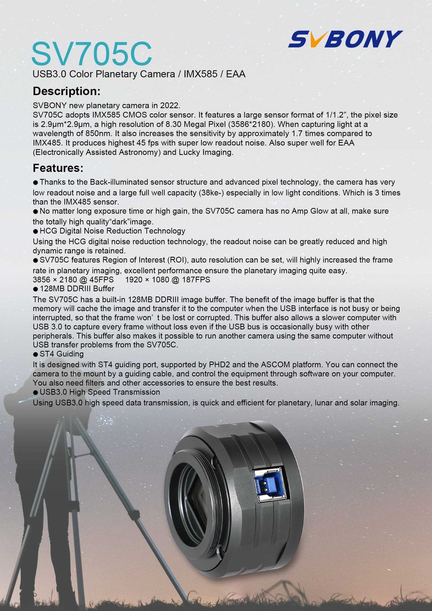 SVBONY 705C Planetary Camera – IMX585 Sensor