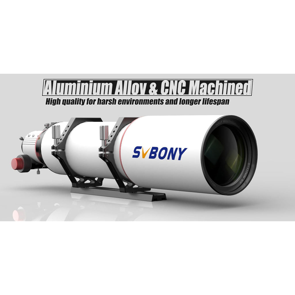 Telescope with 'SVBONY' branding on a gray background