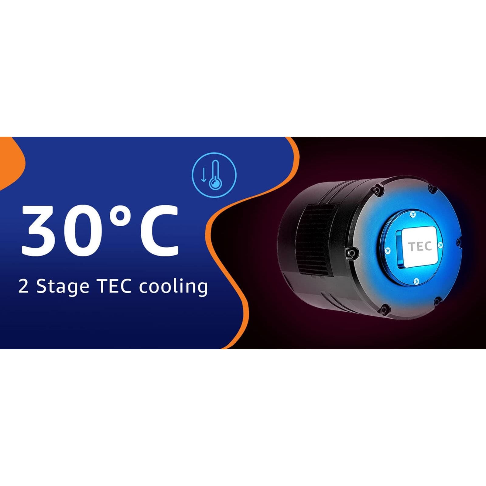2 Stage TEC cooling device with temperature indicator on a dark background
