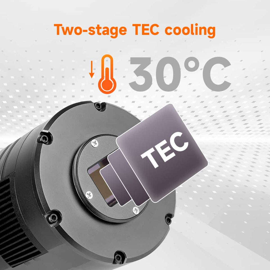TEC cooling module with temperature indicator on a gray background