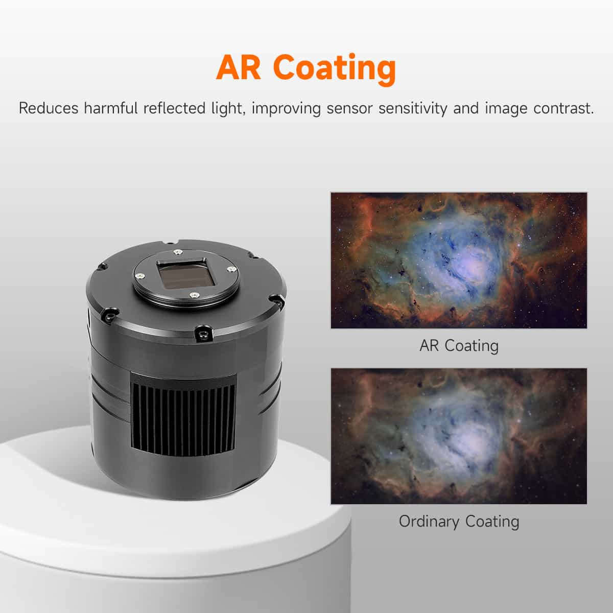 SV405CC Cooled Colour OSC Camera  with AR coating feature on a white background